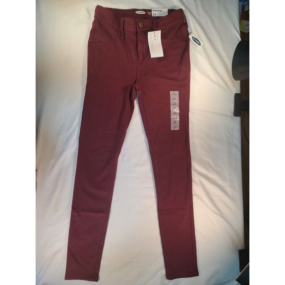 Old Navy Girls Size 14 Ballerina Jeggings Maroon Burgundy Adjustable Waist NWT